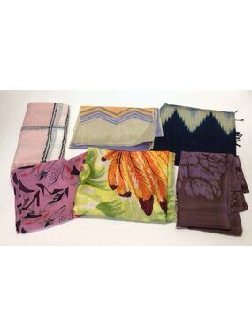 Lot Of 6 Fashion Scarves Scarf Women’s Floral Plaid Colorful